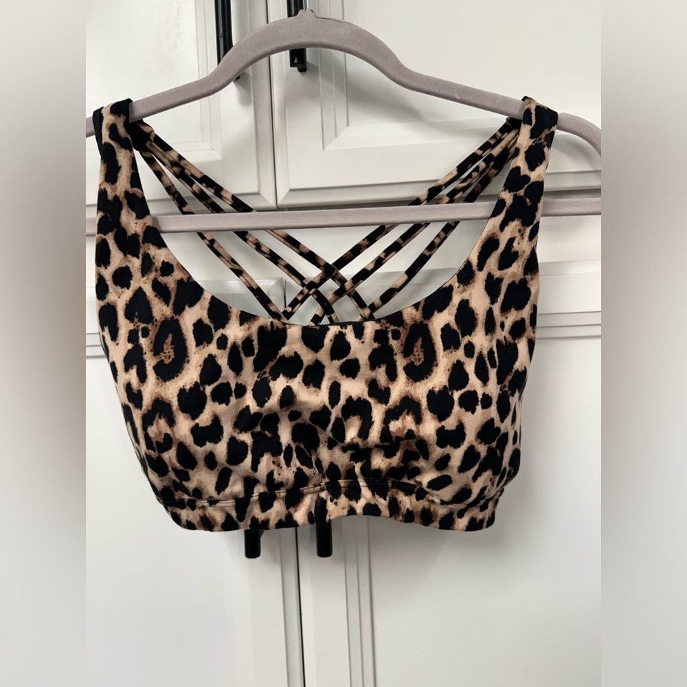 Victoria's Secret Leopard Print Crisscross Sports Bra - Tan & Black